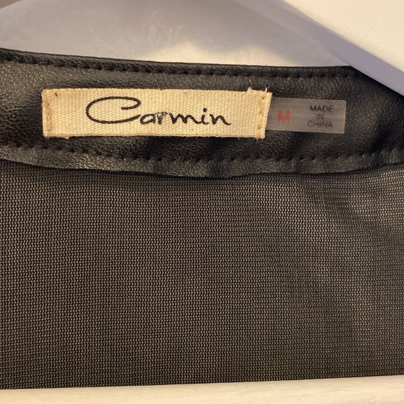 Black light tulle and vegan leather zipped jacket - Picture 2 of 7